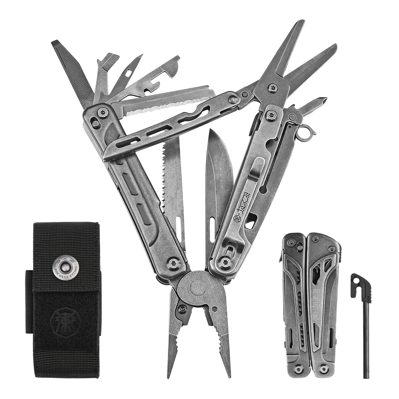 XHandle MT-76 Black Stonewash Multitool - Heavy Duty Pliers & Scissors