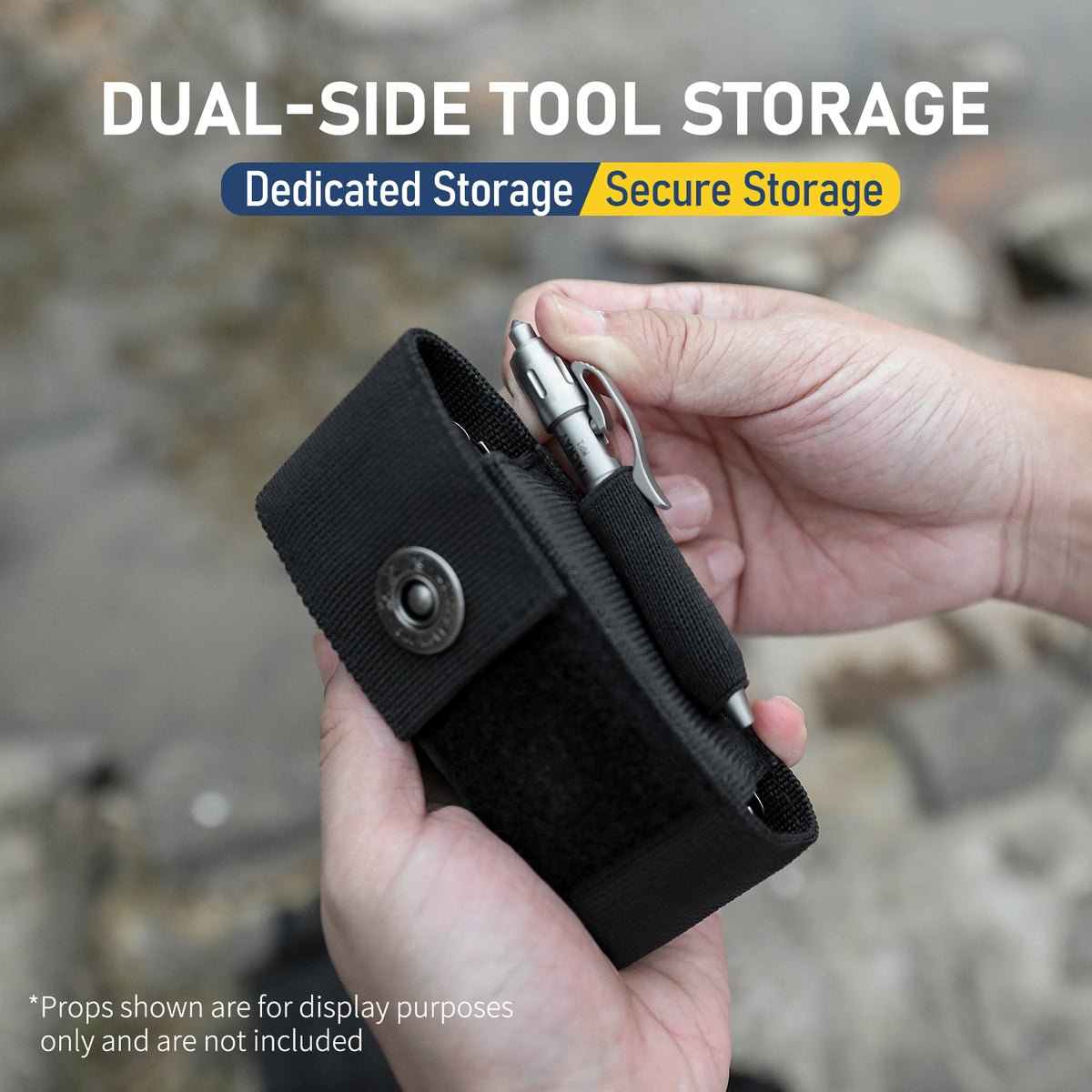 OP-01 dual-side tool storage – ferro rod sleeve and tactical pen slot with elastic retention
